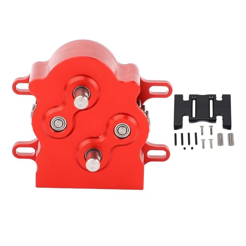 RiToEasysports Aluminiumlegierungsgetriebe, Rotormotor -RC -Autogetriebe mit Skidplatte für SCX10 1/10 Scale Crawler (Rot) von RiToEasysports