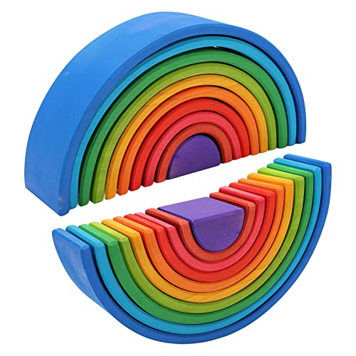 Buntes Bogenbrücken-Design, Stapelbares Holzspielzeug, Sichere Oberfläche, Farbbewusstseinstraining für Kleinkinder, Frühe Bildung von RiToEasysports