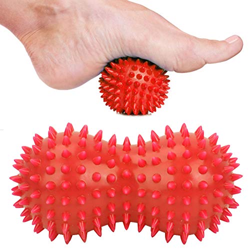 RiToEasysports Erdnuss-Spike-Massageball, PVC-Massageball für den Fußrücken, Weiche Spike-Muskelmassage bei Schulterschmerzen (Rot) von RiToEasysports