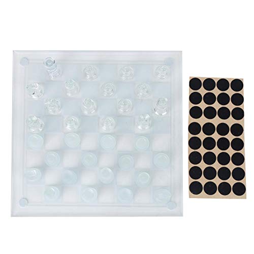 RiToEasysports Internationales Schach, Schachbrett 25x25cm polnisches Glas Kristall 1 Schachbrett und 32 Schachman 1 Spacer Glas Schachfiguren Freizeitsport Freizeitsport von RiToEasysports