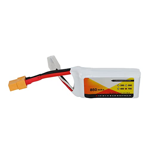 RiToEasysports Lipo Akku, 850mAh 70C 7,4V 2S Lipo Power Akku Akku mit XT60 Stecker für QAV250 Quadcopter RC Rennwagen Erwachsener Spielzeug von RiToEasysports