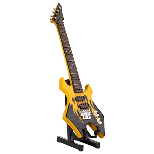 RiToEasysports Miniatur-Bassmodell, Simulation eines Mini-E-Gitarrenmodells mit Vollständigen Details. Handgefertigter Mini-E-Bass, Sammlung Klassischer Dekorativer Instrumente für das (Yellow) von RiToEasysports