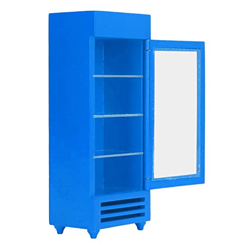 RiToEasysports Puppenhausmöbel, Vertikaler Kühlschrank für Puppenhäuser, 1:12, Holz, Hohe Simulation, Stimuliert Helle Farben, Puppenhaus-Automaten für Heimwerker(Blau) Spielzeug Kinderspielzeug von RiToEasysports