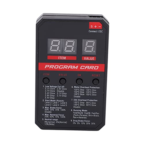 RiToEasysports RC-Auto-Programmierkarte, LED-Programmkarte für Rocket V2 ESC 45 A 60 A 80 A 120 A 150 A Bürstenlose ESC-Programmierkarte von RiToEasysports