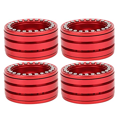 RiToEasysports RC Beadlock-Rad, 4PCS 1,9-Zoll-Fernbedienungsauto Beadlock-Felge Aluminiumlegierung RC-Felgensatz Passend für SCX10 90046 D90 1/10 RC-Auto (Rot Schwarz) von RiToEasysports