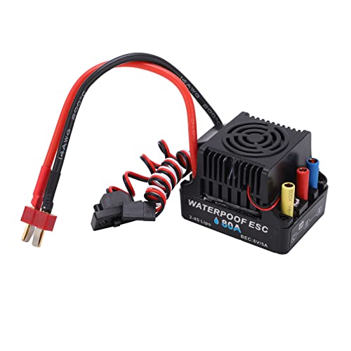 RC Car Brushless ESC, 80A Brushless ESC 6V 5A SBEC RC Car Elektronischer Geschwindigkeitsregler ESC für 1/8 RC Car Automodellzubehör Modellspielzeug von RiToEasysports