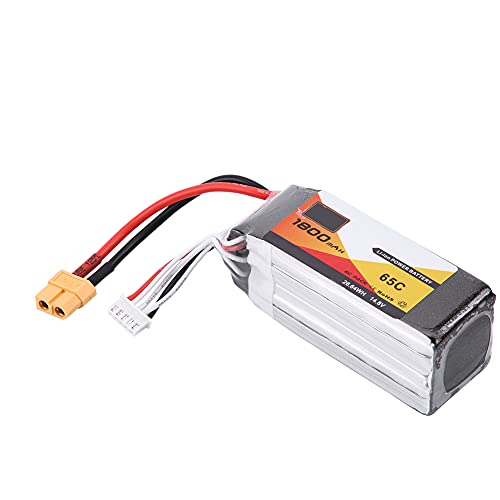 RiToEasysports RC Lipo -Batterie, 4S 14,8 V RC Lipo -Akku Batteriepack Wieder Aufladbare Lipo -Batterie mit XT60 -Stecker Schnell Aufgeladen für RC -Auto, RC -Flugzeug oder Boot (14,8 V 1800mah von RiToEasysports