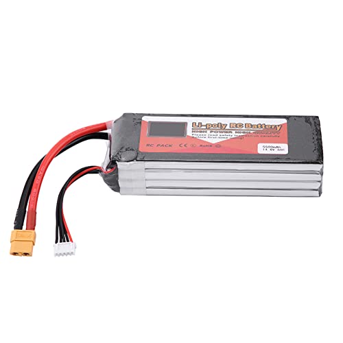 RiToEasysports RC Lipo -Batterie, 4S 14,8 V RC Lipo -Akku Batteriepack Wieder Aufladbare Lipo -Batterie mit XT60 -Stecker Schnell Aufgeladen für RC -Auto, RC -Flugzeug oder Boot (14,8 V 5500MAH von RiToEasysports