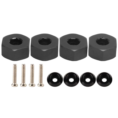 RiToEasysports RC-Radnaben-Sechskantadapter, 4 Stück, RC-Sechskant-Kombinator, 5 Mm Bis 12 Mm, Aluminiumlegierung, Sechskant-Kombinator, RC-Auto-Ersatzteile für WPL D12 1/10 RC-Trucks (Schwarz von RiToEasysports