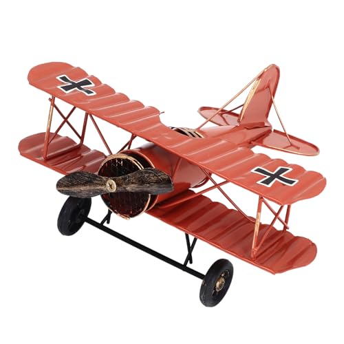 RiToEasysports Retro-Flugzeugmodell, Eisen-Vintage-Flugzeugmodell, Vielseitige Simulationsflugzeugstatue für Büro-Schlafzimmer-Bücherregal (Rot) von RiToEasysports