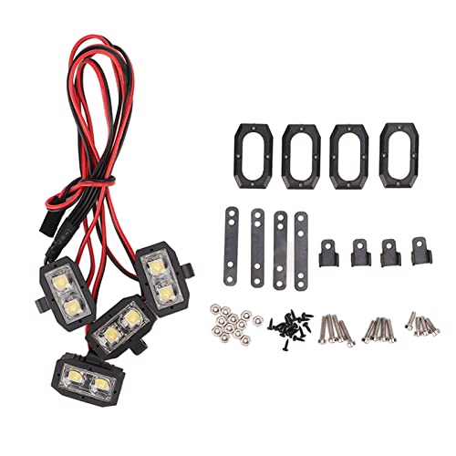 RiToEasysports Superhelles 8-LED-Weißlicht, RC-Scheinwerfer, Tolles Nachtbeleuchtungszubehör, RC-LED-Leuchten mit Kunststoffgehäuse für 1/10 RC-Car von RiToEasysports