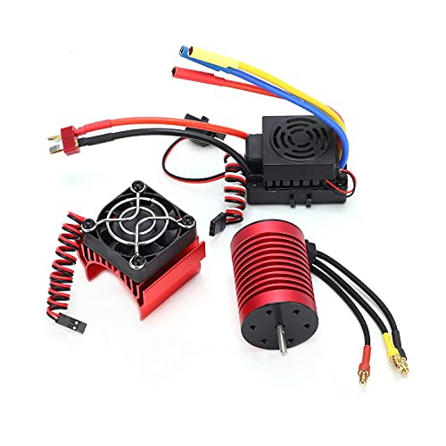 Wasserdichter Bürstenloser F540-Motorsatz, 4-poliger 12-Slot-Motor mit Hohem Drehmoment und 4370 KV und 60 A ESC-Kühlkörper-Kombination für 1/10 RC-Car von RiToEasysports