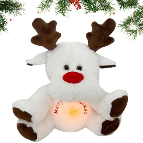 Christmas Plush, Soft Velvet Stuffed Moose Toy, Huggable Calming Doll, Electric Animated Animal, Festive Holiday Plush, Cute, Soothing Cuddly Kids and Adults von Riaisttd