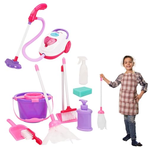 Cleaning Girls, Pretend Play Vacuum Cleaner, Kids Vacuum with Lights Sounds, Lightweight Kids Cleaning Toy, Role-Playing Vacuum 17.99x11.3x5.79 inches for von Riaisttd