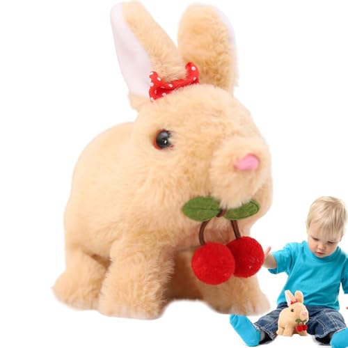 Cute Bunny Plush, Electric Walking Rabbit Toy with Sounds, Realistic Soft Doll 6.3x4.33x3.94 inches, Interactive Bow Bunny, Perfect Easter Basket Stuffer von Riaisttd