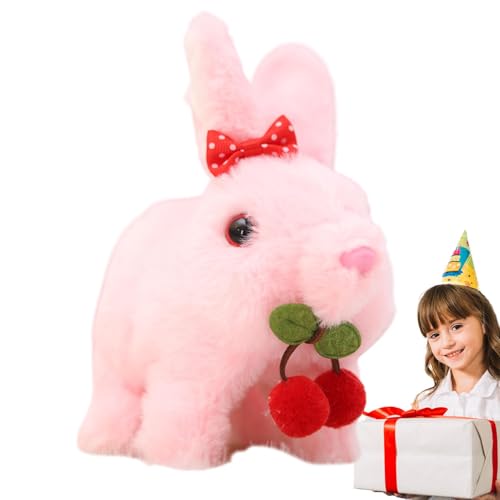 Cute Bunny Plush, Electric Walking Rabbit Toy with Sounds, Realistic Soft Doll 6.3x4.33x3.94 inches, Interactive Bow Bunny, Perfect Easter Basket Stuffer von Riaisttd