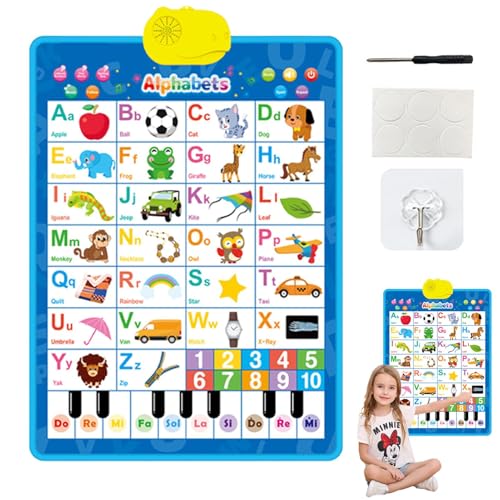 Electronic Musical Alphabet and Number Wall Chart, Interactive Learning Wall Chart for Kids, Educational Wall Chart for Homeschool Supplies, Music and Number Learning Tool for Children von Riaisttd