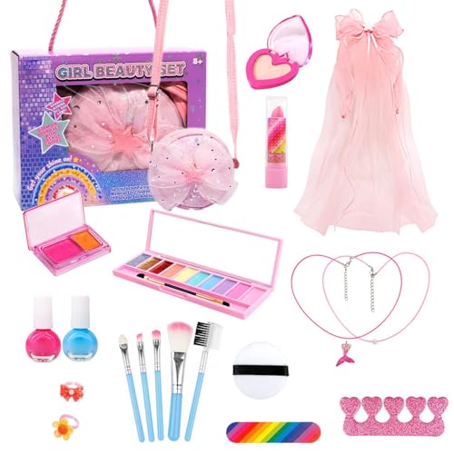 Kids Makeup Playset, Washable Toy Makeup Set for Girls, Portable Cosmetic Case with Fun Accessories, for Young Girls,Kids Makeup Set, Washable Makeup Playset von Riaisttd