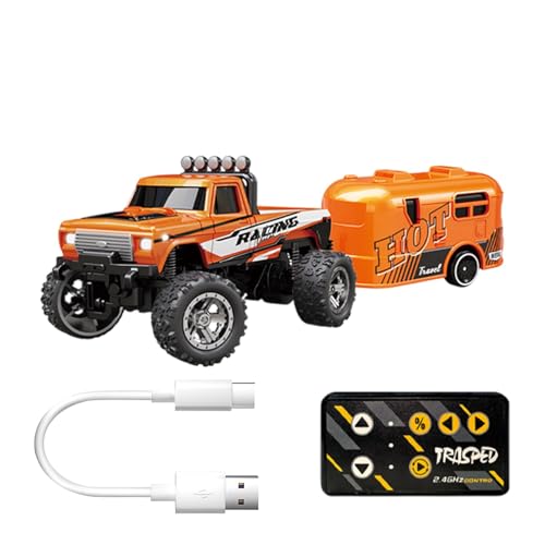 Kleines Elektroauto Spielzeug, 2,4 GHz Elektroauto Spielzeug, Off-Road Crawler mit Anhänger, Wiederaufladbares Elektroauto, Maßstab 1:64 Elektroauto, Indoor Ferngesteuertes Auto, Elektroauto mit von Riaisttd