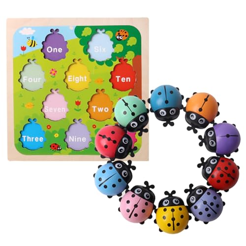 Matching Number Ladybug Puzzle Game, Educational Toys for Kids Aged 1-10, Fun Preschool Number Matching Game, Early Learning Math Board Game, Number Cognition and Recognition Puzzle for von Riaisttd