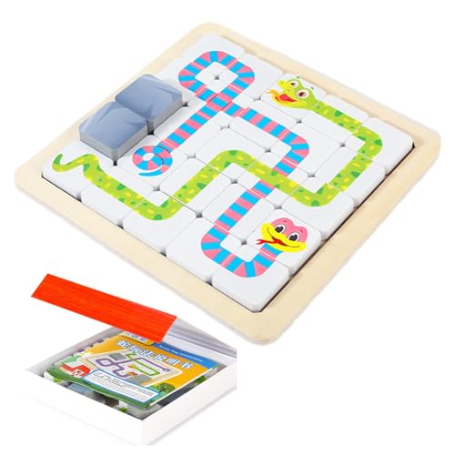 Maze Board Game, Wooden Logical Builder, Educational Snake Puzzle, 6.97x6.97x0.2 inches Interactive Logic Training Toy, Fun Brain Teaser for Kids and Adults, Family Game Nights von Riaisttd