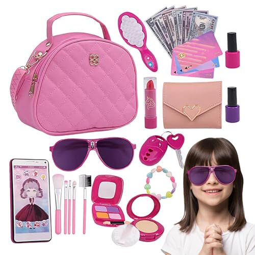 Play Purse For Little Girls, 27X Little Girl Purse Toy Kit, Pretend Play Set, Dress Up Toy Purse, Girls Toy Purse, Wallet and Phone Toy Set, Sunglasses and Keys for Kids, Credit Cards for Pretend Play von Riaisttd