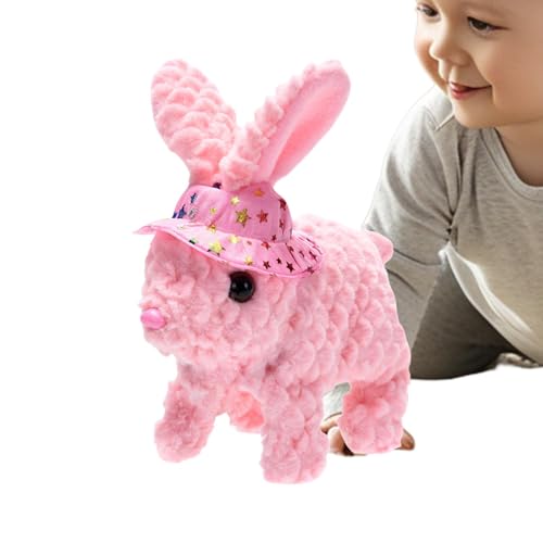 Realistic Bunny Toy, Cashmere Interactive Electronic Rabbit, Walking Plush with Sounds (7.48x6.69x3.15 inches), Simulated Hat-Wearing Bunny, Easter Gift for Birthday, Education von Riaisttd