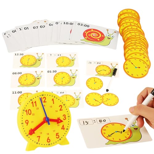 Riaisttd Analog Clock Child Learning, Portable Wooden Teaching Clock, Interactive Time-Telling Tool, Fun Educational Science Kit, Early Development Activity for Kids Ages 3+ von Riaisttd