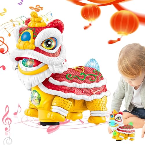 Riaisttd Chinese Lion Dance Toy, Lion Dance Ornaments, Chinese Wealth Lion Dance Model, Auspicious Lion Dance Dancer, Moving Head Lion Dance Toy, Lion von Riaisttd