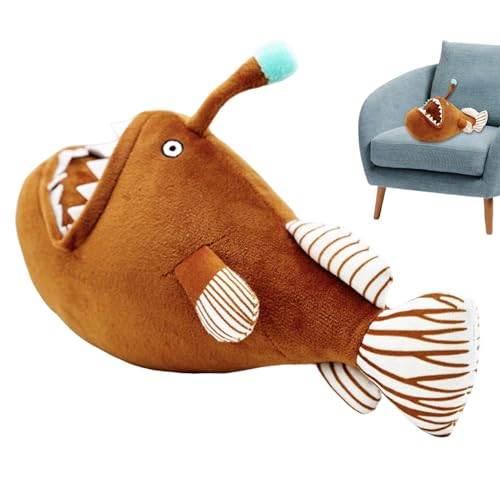 Riaisttd Fish Stuffed Animal, Cartoon Angler Fishing Plush Doll, Soft Decorative Pillow, 30x19cm, Adorable Home Décor Living Room Bedroom, for Kids and Adults von Riaisttd