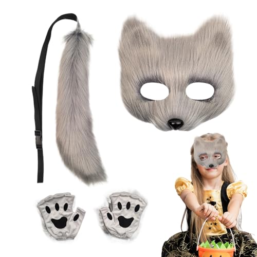Riaisttd Fuchs Kostüm, Halloween Verkleidung Zubehör, Damen Fuchs Cosplay Gesichtsmaske und Schwanz, Für Jugendliche Erwachsene Männer Frauen Party Maskerade Karneval Fest Riaisttd Fuchs Kostüm, Halloween Verkleidung Zubehör, Damen Fuchs Cosplay Gesichtsmaske und Schwanz, Für Jugendliche Erwachsene Männer Frauen Party Maskerade Karneval Fest von Riaisttd