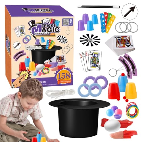 Riaisttd Kinder Magic Kit für Anfänger, leicht zu erlernende Zaubertricks, Zauberkartenset, Kinder Magier Kit, Zaubertricks, Zauberset für Alter 6-12, angehende Magier Kit, Kinder Zaubertricks Kit, von Riaisttd