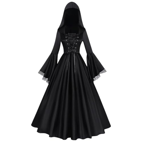 Riaisttd Mittelalterliches Hexenkostüm,Gothic Verung mit Kapuze | Halloween Party Hexenkostüm Schwarzes,Für Escape Room Cosplay Veranstaltung Gruselhaus Theater Freundinnen Riaisttd Mittelalterliches Hexenkostüm,Gothic Verung mit Kapuze | Halloween Party Hexenkostüm Schwarzes,Für Escape Room Cosplay Veranstaltung Gruselhaus Theater Freundinnen von Riaisttd