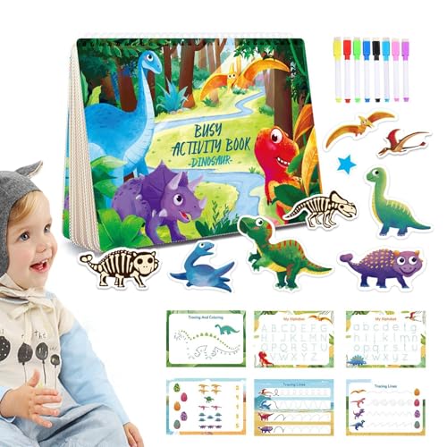 Riaisttd Preschool Learning Activities Book, Interactive Dinosaur Activity Book, Portable Travel Busy Book, Educational Toddler Dinosaur Toy, Sensory Learning Book 11.42x8.46x0.98 inches for Kids von Riaisttd