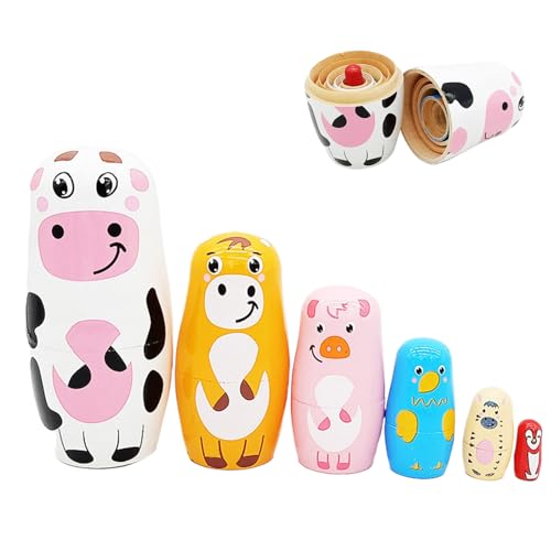 Riaisttd Russische Matrjoschka Puppen Für Kinder | Holz 6 Schichten Bauernhoftier Russische Stacking Puppen - Wohndekoration Für Feiertage, Partyzubehör, Studentenwohnheim, Auto, Schule, Büroräume, Riaisttd Russische Matrjoschka Puppen Für Kinder | Holz 6 Schichten Bauernhoftier Russische Stacking Puppen - Wohndekoration Für Feiertage, Partyzubehör, Studentenwohnheim, Auto, Schule, Büroräume, von Riaisttd