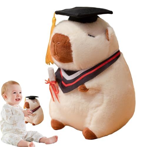 Riaisttd Stuffed Capybara Plush, 9-Inch Graduation Capybara Toy, Cute Plushie Doll with Hat and Degree Uniform, Soft Pillow 9.06 inches for Kids, Girls, Adults, Home Decorations von Riaisttd