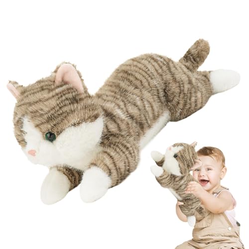 Riaisttd Weiches Katzenspielzeug, beschwertes Katzenplüsch, liegende Katze Stofftier, Multifunktionales Katzenspielzeug, niedliches Katzen-Plüschtier, Katzen-Nickerchen-Kissen, 45 cm Stofftier für von Riaisttd