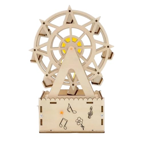 Riaisttd Wooden Ferris Wheels Musical Box, Rotating Ferris Wheel Assembly, Wooden Hobbies Projects Building Set, 4.33x2.56x7.87 inches Music Boxes Model for Teens Boys Girls von Riaisttd