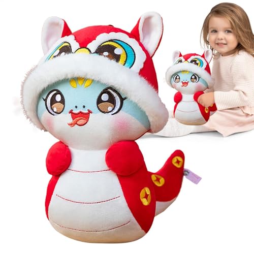 Riaisttd Year of The Snake Mascot, Chinese Style Mascots Plush, 25cm/9.84 Inches Cartoon Snake Plushs Toy, (Plush/pp Cotton) Snakes for 2025 Lunar New Years Decorations von Riaisttd