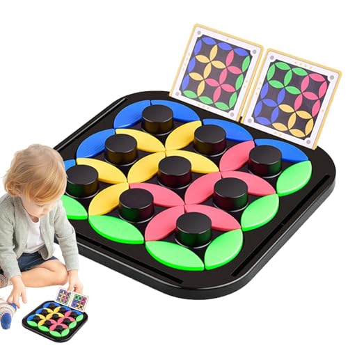 Rotierendes Blätter-Puzzle, kognitives Brettspiel für Kinder, strategisches Schachbrett-Puzzle, tragbares Puzzle-Brettspiel, pädagogisches Brettspiel für Kinder, rotierendes Puzzle 8,98 x 8,98 x 0,98 von Riaisttd