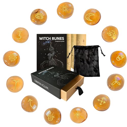 Runen Set, Weissagungskristalle, nordische Symbole, Gravierte Steine Kollektion, Samt Aufbewahrungstasche, Meditationswerkzeug für Altar und Energie, Blau, Gelb, Wunderbares Geschenk Runen Set, Weissagungskristalle, nordische Symbole, Gravierte Steine Kollektion, Samt Aufbewahrungstasche, Meditationswerkzeug für Altar und Energie, Blau, Gelb, Wunderbares Geschenk von Riaisttd