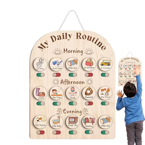 Wooden Routine Chart, Kids Daily Planner Board, Educational Visual Schedule, 35.6x30x3.8cm, Morning and Bedtime Organizer, Reusable Reward, and Preschool Routines Wooden Routine Chart, Kids Daily Planner Board, Educational Visual Schedule, 35.6x30x3.8cm, Morning and Bedtime Organizer, Reusable Reward, and Preschool Routines von Riaisttd