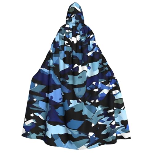 Rich&Rabbit Blauer Camouflage-Aufdruck, Erwachsenen-Umhang mit Kapuze, Halloween, Weihnachten, Umhang, Robe, Party, Cosplay-Kostüme von Rich&Rabbit