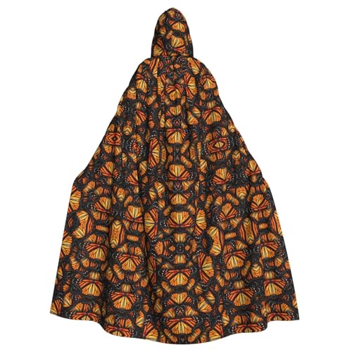 Rich&Rabbit Heaps of Orange Monarch Butterflies Print Erwachsene Kapuzenumhang Halloween Weihnachten Umhang Robe Party Cosplay Kostüme Herren Damen von Rich&Rabbit