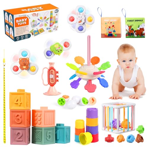 Richday Montessori Spielzeug für 3-6-12-18Monate Stapeln Baublöcke Sensorischer Korb Beißspielzeug Geschenke Baby Sensory Bin Shape Sorter Toys Bunter Würfel,Lernspielzeug für Kleinkinder. (8 PCS) von Richday