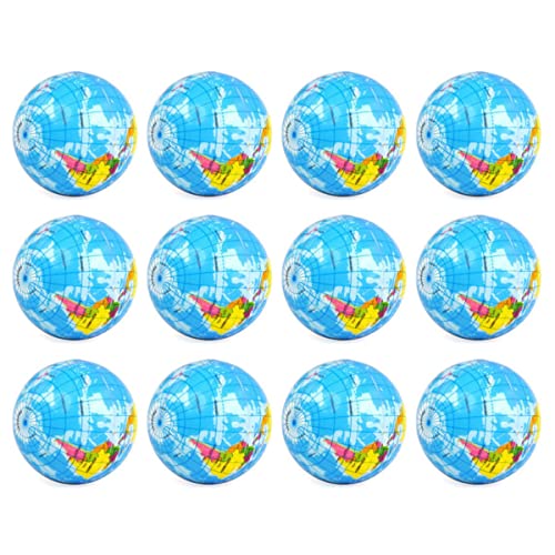 Richeyty 12 PCS Globe Squeeze Balls, 4 Earth Stress Relief Toys Squeeze Balls Educational Stress Balls für Finger Exercise von Richeyty