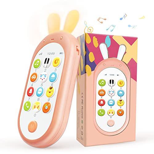 Richgv Spielzeug 1 Jahr Babyhandy,Spielzeug ab 6 9 12 Monate Baby Telefon, Smartphone Spielzeughandy mit Musiklichten,Sound,Lachlieder-Dialog,verschiedenen Melodien. Geschenk für Kinder von Richgv