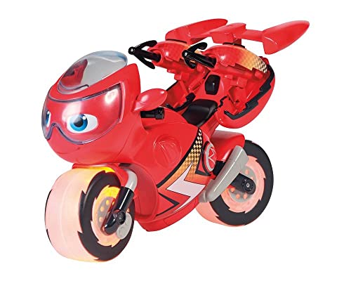 Ricky Zoom Lightning Rescue, Große Ricky Zoom Action Figur, Spielzeugmotorrad, Kinder-Motorradspielzeug mit Lichtern für Jungen und Mädchen ab 3 Jahren, T20121EN, Red von Ricky Zoom