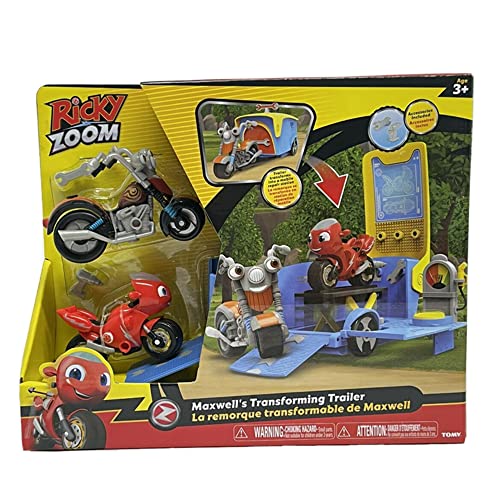 Ricky Zoom Maxwells Transformierendes Trailer-Spielset Mit Maxwell und Ricky, Ricky Zoom-Actionfiguren, 10,2 & 7,6 cm Actionfiguren, Kinder-Motorradspielzeug für Jungen und Mädchen ab 3 Jahren von Ricky Zoom