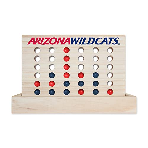 Rico Industries NCAA Arizona Wildcats Brettspiel aus Holz, 10,2 cm einer Reihe, 4 Spiele, Reise-Brettspiele für Kinder und Erwachsene von Rico Industries